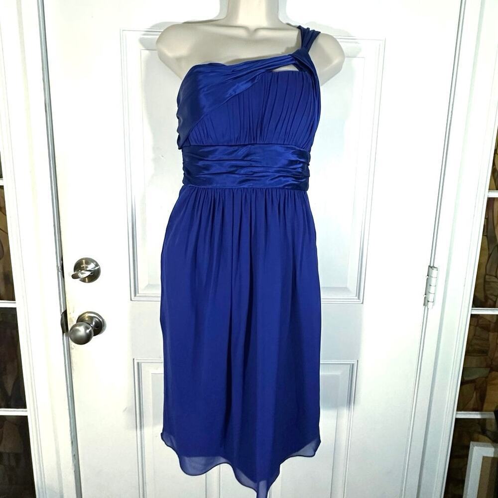 Marc Bouwer Glamlit Silk One Shoulder Cocktail Party Dress Sz 2 Homecoming Y2K - Picture 4 of 7